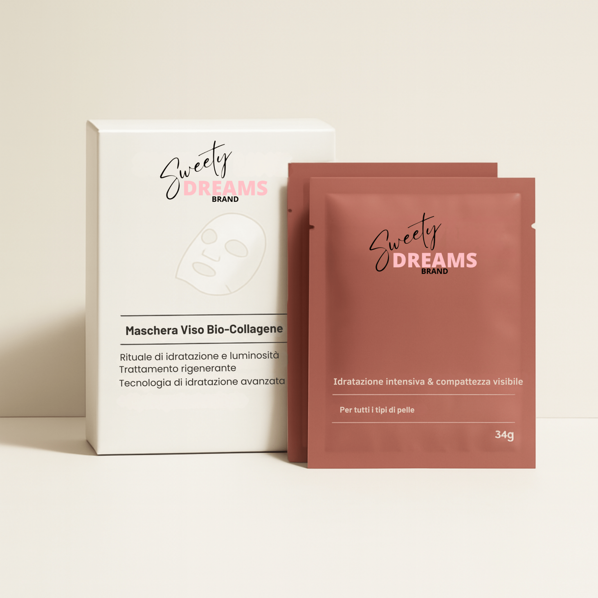 Maschera Viso Bio - Collagene – Idratazione & Rassodamento - Sweety Dreams